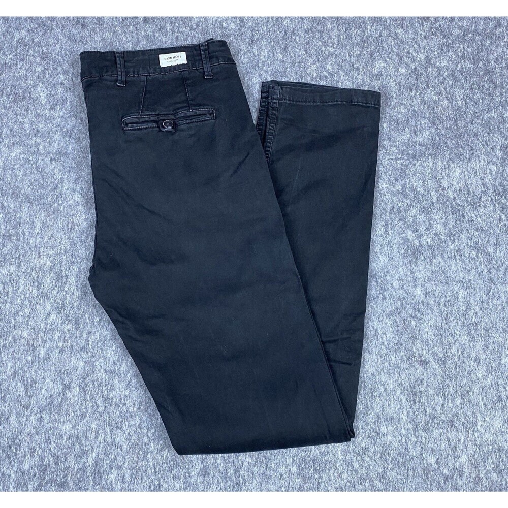 Shon Mott Men's Pants Chino Black Pleated Front Designer Barcelona Size 33x32